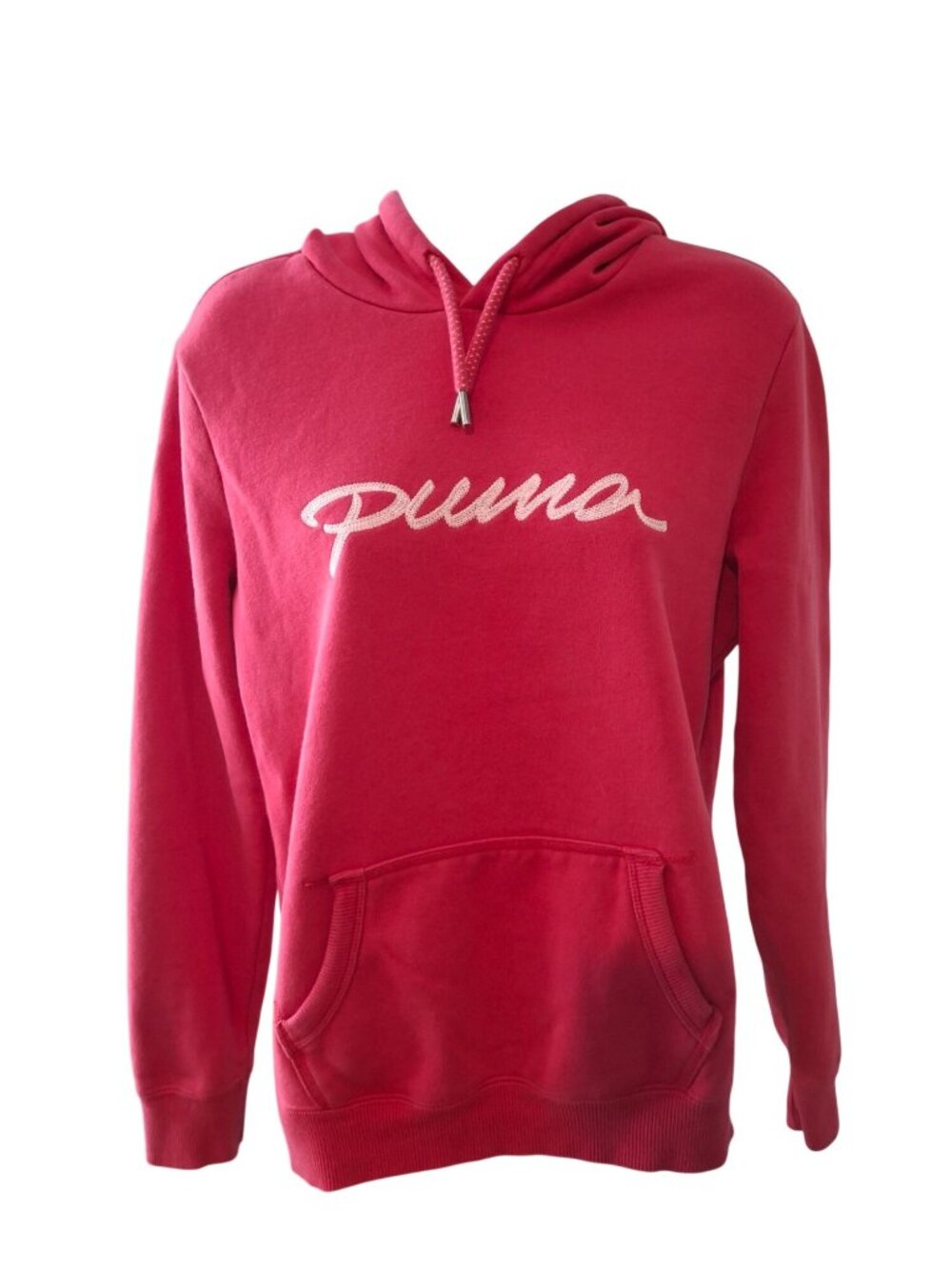 Puma Hoodie Womens M Hot Pink Embroidered Logo Pullover Y2K Sporty Streetwear